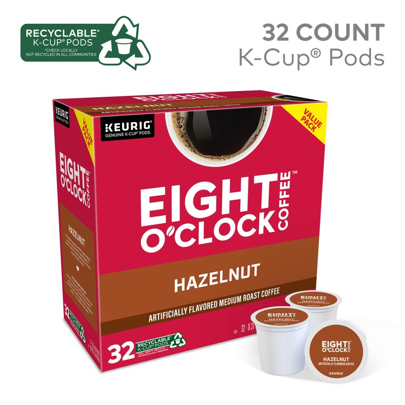 Eight O'Clock Coffee Hazelnut Single-Serve Keurig K-Cup Pods, Medium Roast
