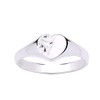 WOMENS Heavyweight Half-Engraved Pattern HEART Signet Ring - Engravable -