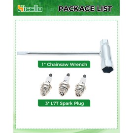 Hicello 3pcs BPMR7A L7T Spark Plugs + 1pc 13mm/19mm Chainsaw Wrench Tool for 2-Stroke Engines, Compatible with sthil, husquarna, MS170, MS180, 021, 023, 024, 025, 026 Chainsaw Lawnmower Engines