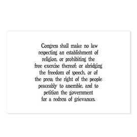 CafePress First Amendment Postcards (Package of 8), 6"x4" Printed Note Card