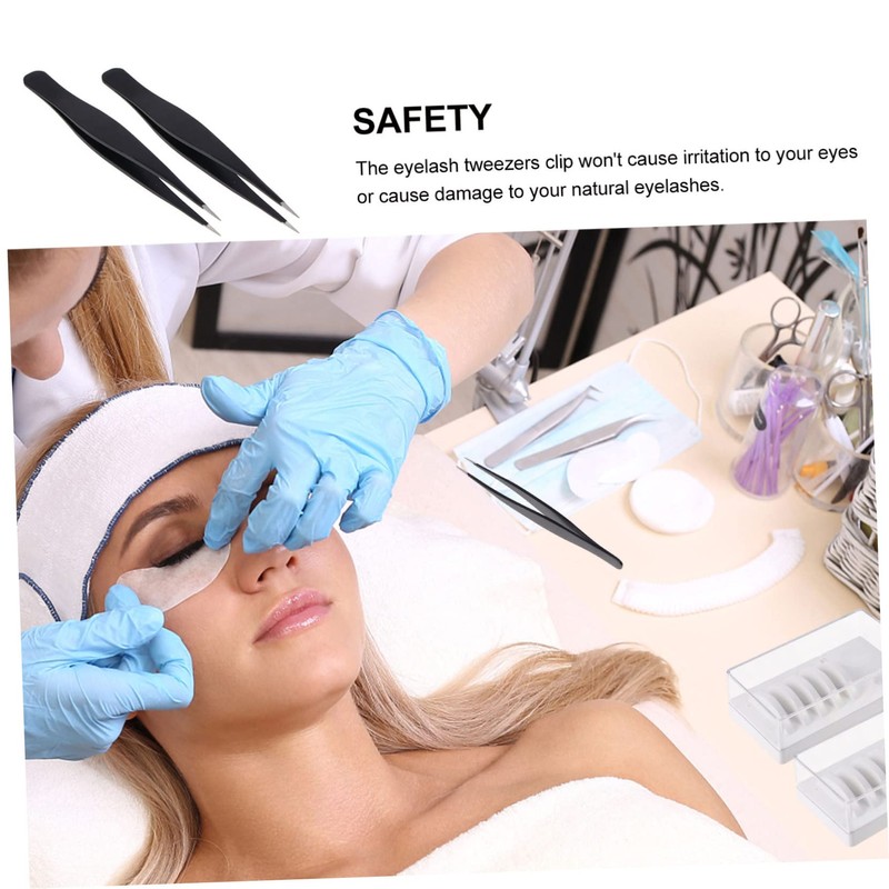 BIUDECO 6pcs Stainless Steel Eyelash Tweezers for Makeup Application Precision