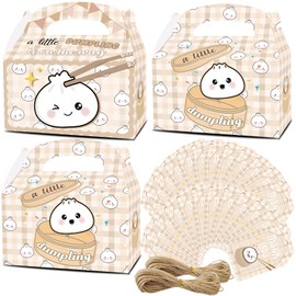 KARAQY A Little Dumpling Gift Boxes with Thank You Tags,24PCS Baby Shower Treat Boxes for Birthday Dumpling Themed Party Favors