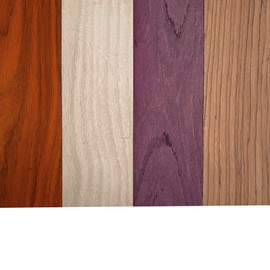 Barrington Hardwoods Imported Exotic Hardwood Variety Pack - Red Zebrawood, Purpleheart, Padauk, Okoume - 3/4" x 4" (4 Pcs) (3/4" x 4" x 36")
