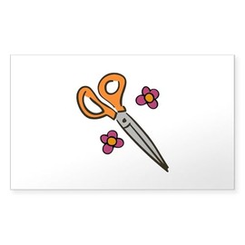 CafePress Floral Scissors Sticker Rectangle Bumper Sticker Car Decal