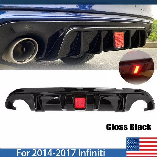 Gearzaar Glossy Black Rear Bumper Diffuser W/ LED Light Fit