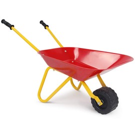 HOMGX Kids Wheelbarrow, Outdoor Kids Toy Wheelbarrow w/Steel Tray and Rubber Hand Grips, Durable Metal Construction Child Barrow, Toddler Size Garden Wheel Barrel (Red)