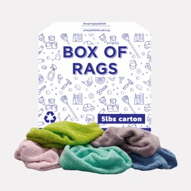 SupremePlus Recycled Color Terry Cloths (5 lbs. Box) - Super Absorbent Cotton Towel Cleaning Rags for Garage, Shop Rags, Industrial Use & Housekeeping - Multipurpose