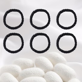 Byitre 6PCS 19 Momme Mulberry Silk Hair Tie,100% Pure Silk Hair Scrunchie Worn on Trip, Party, Daily Life and Other Occasions, Suitable for Giving Yourself, Family and Friends Hair Accessorie(Black)