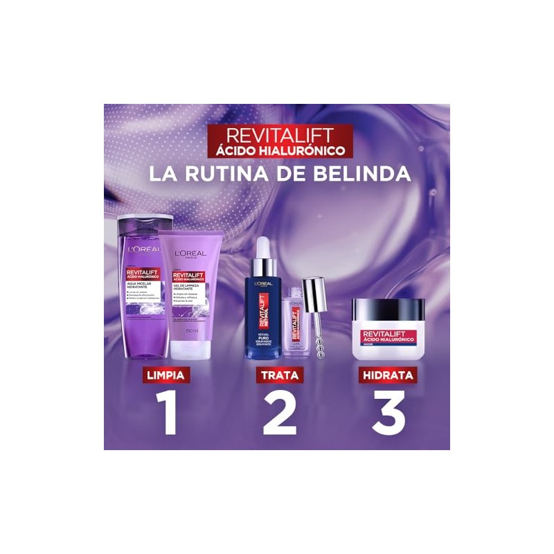 LOreal Paris Revitalift cido Hialurnico Crema de Noche Hidratante, Hidrata