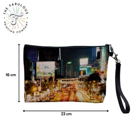 Canvas Bag - Metropole de Nuit Lumiere Traffic - Canvas Cosmetic Bag in Linen Look - Purse - 15 x 10 cm, linen, Cosmetic bag