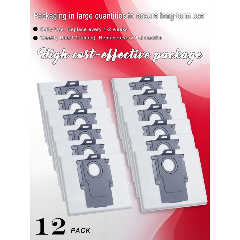 E-HAO 12 Pack Disposable Vacuum Dust Bags Replacement for Roborock