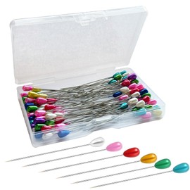 Corsage Pins, Colourful Boutonniere Pin, Teardrop Pearl Sewing Pins, Long 2inch Boutineer Pin, 100PCS Bouquet Straight Pin for Sewing, Wedding, Jewelry, Flower DIY Decoration, Quilting and Craft