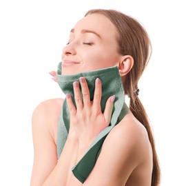 Yoofoss Luxury Bamboo Washcloths Towel Set 10 Pack Baby Wash Cloth for Bathroom-Hotel-Spa-Kitchen Multi-Purpose Fingertip Towels and Face Cloths 10'' x 10'' - Green