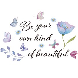 Inspirational Vinyl Wall Decal Quotes Be Your Own Kind of Beautiful Positive Saying Wall Sticker Butterfly Art Wallpaper Decor for Living Room Bedroom Office Bathroom Girl Home Decoration