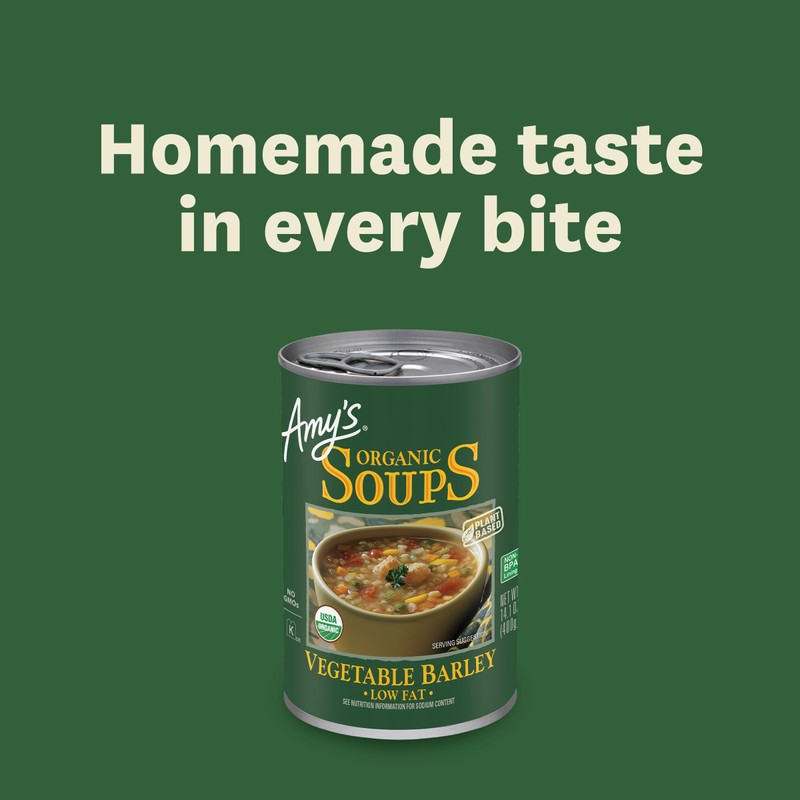 Amy’s Soup, Vegan Vegetable Barley Soup, Low Fat, Made With