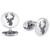 Vinani Design Cufflinks Deer Symbol Round Blackened Shiny 925 Sterling