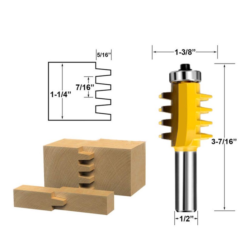 3PCS 1/2 Inch Shank Router Bit Set, Reversible Finger Joint