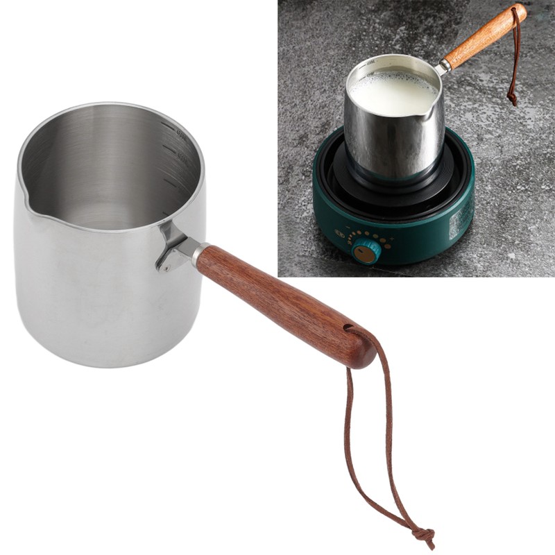 450ML Stainless Steel Butter Warmer Mini Butter Coffee Milk Pot