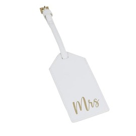 eBuyGB Mrs Luggage Tag, Destination Wedding, Honeymoon Gift, Newlywed Gift, PU Leather Tag, Hers Suitcase Baggage Label Tags (White)