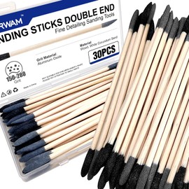 Usdrwam 30 Pcs Sanding Sticks, Double End Matchsticks Sanding Twigs, Detailing Polishing Sanding Sticks Tools for Tight Spaces Plastic Models Wood 150/280 Grit 5.5 × 0.2 Inch