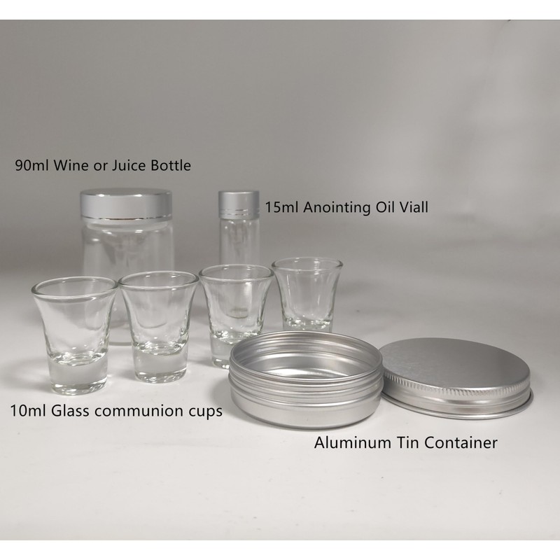 SruiSwei Portable Communion Service Set With 4 Cups,Juice Bottle,Anointing Oil