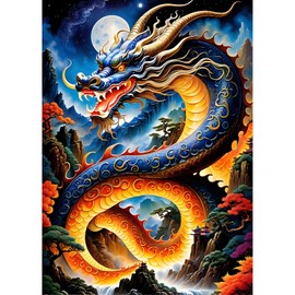 DPHERO DIY Chinese Dragon Diamond Painting Pictures for Adults Beginners, 5D Myths Diamond Painting Set, DIY Dragon Round Stones Diamond Art Kits, Diamond Painting for Home Decor 30 x 40 cm