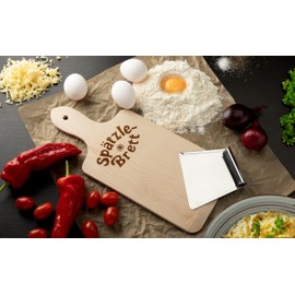 Wooden spaetzle board with stainless steel scraper mediatrades