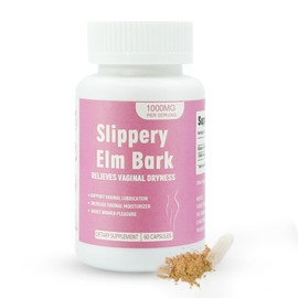 Laicuherb Slippery Elm Bark Capsules for Women Wetness and Feminine Health Care, Slippery Elm Bark Powder Capsules for Dryness Relife, 60 Pcs Fast-Acting, Non-GMO & Gluten Free