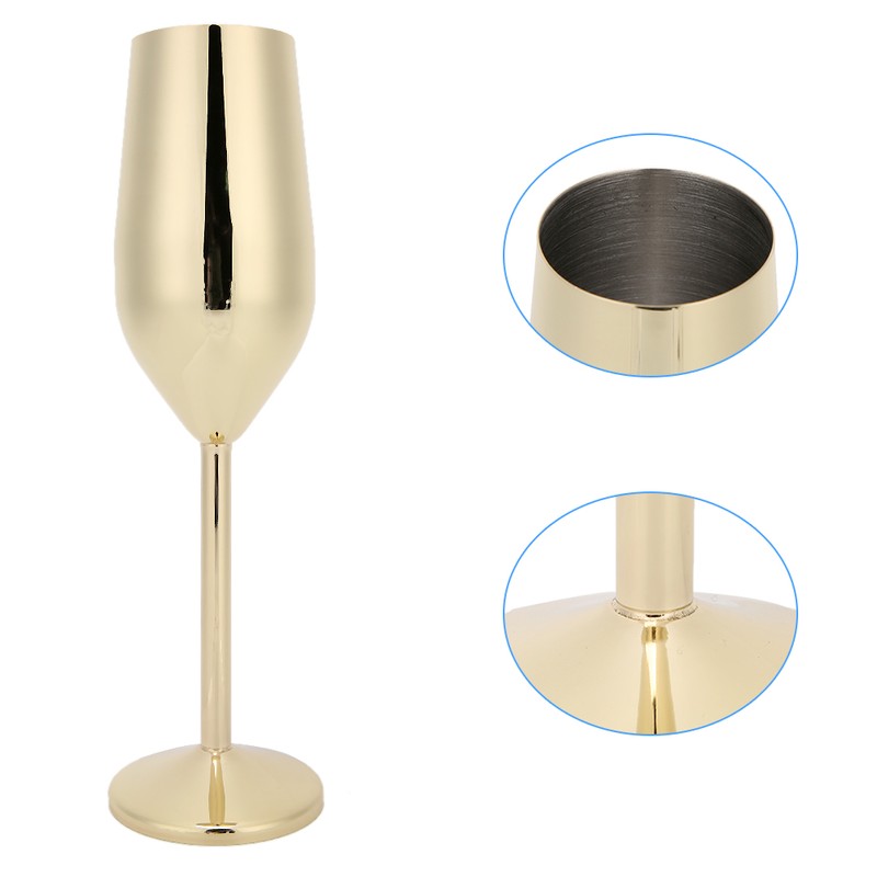 304 Stainless Steel Wine Goblet Champagne Glasses Drinking Cups 220ML