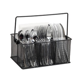 Mind Reader Mind Reader Utensil Holder, Silverware Organizer, Caddy, Cutlery Holder, Kitchen, Metal Mesh, 10"L x 7"W x 4.75"H, Black