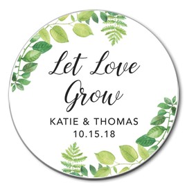 Greenery Wedding Stickers, Let Love Grow Stickers, Woodland Greenery Theme, Custom Favor Stickers, F22:41
