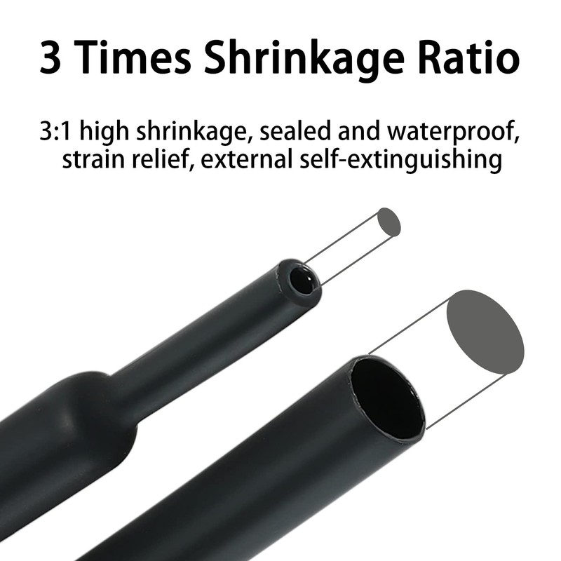 3:1 Heat Shrink Tubing Kit Dual-Wall Adhesive Lined, Waterproof Marine