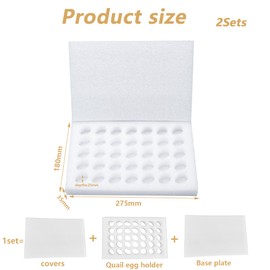 QIUMING® Quail Egg Boxes, Quail Egg Boxes, Quail Egg Boxes with Lid, Quail Egg Boxes, Pearl Cotton Material, Reusable, Shockproof for Fridge, Express Shipping (White, 35 Grids)