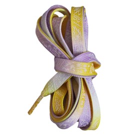 ANUFER 2 Pairs Luminous Neon Flat Shoelaces for Trainers Sport Shoes Gradient Color Printed Nylon Shoe Strings SN0702123 Purple 120CM