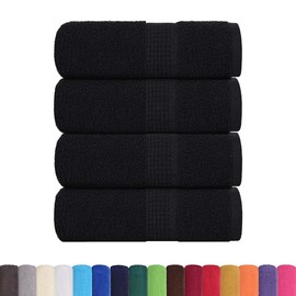 vidaXL Guest Towels Set of 4 Black 30 x 50 cm 360 g/m² 100% Cotton Guest Towel Bath Towel Bath Towel Set Hand Towel Face Towel Hand Wash Cloth