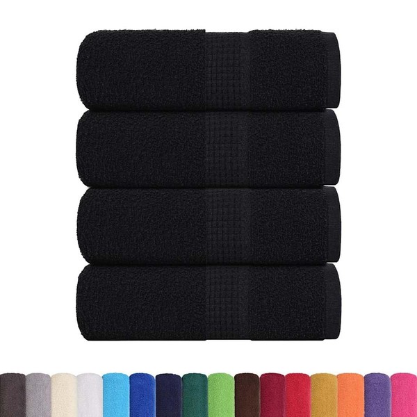 vidaXL Guest Towels Set of 4 Black 30 x 50