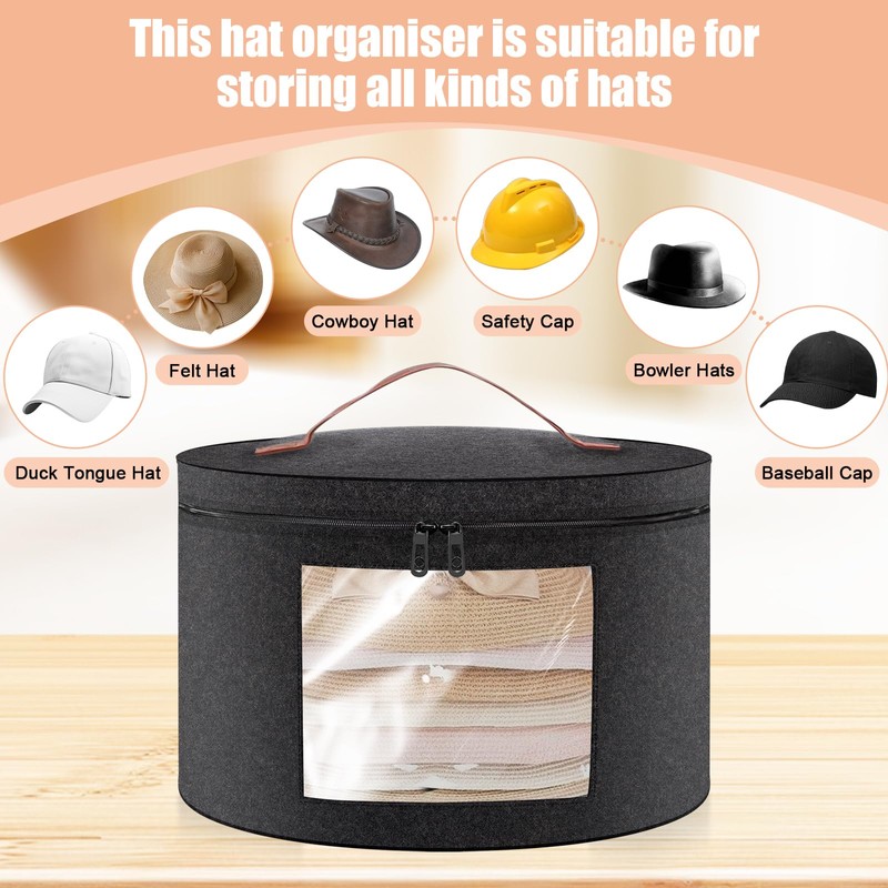 Round Hat Box with Lid, 43 x 26 cm, Foldable