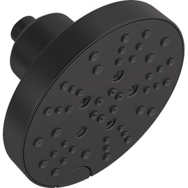 Delta Faucet 5-Spray Shower Head with H2Okinetic Technology, Matte Black Raincan Shower Head, Round Shower Head, Delta Rain Shower Head, Water Saving Shower Head, Matte Black 52668-BL 1.75 GPM