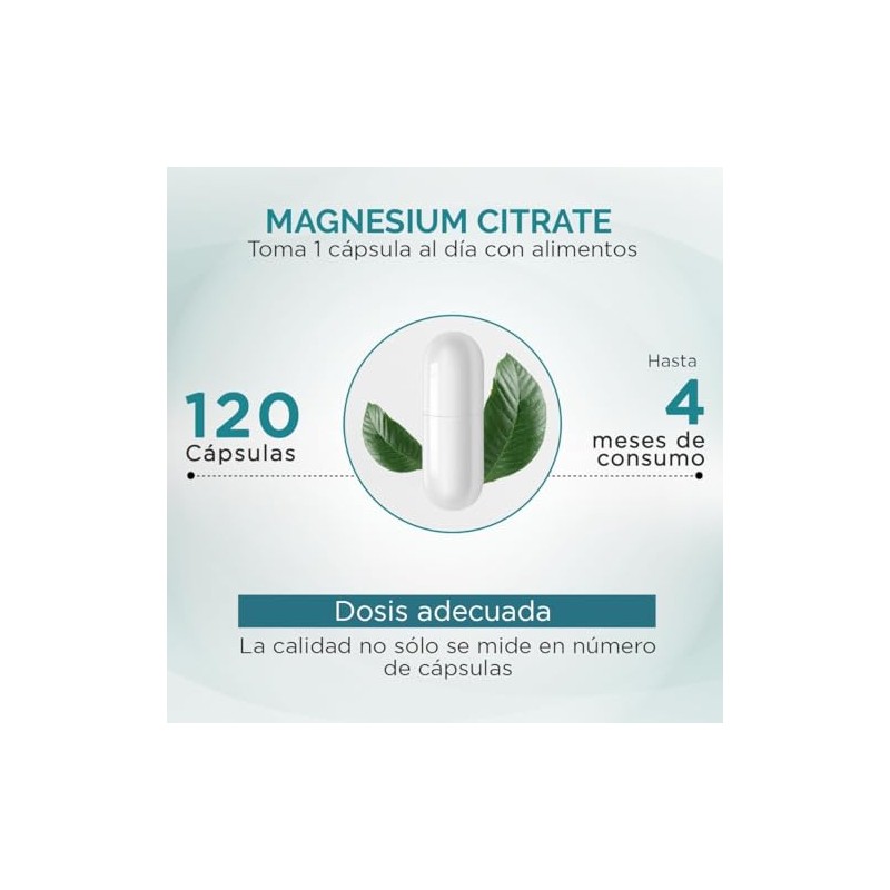 Citrato de Magnesio Puro | 120 Capsulas 630 mg |