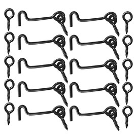 TERF® High Quality Cabin Hook and Eye Black 50mm (2 inch) Gate Door Lock Latch Hook Eye For Window Slide Barn Bathroom Toilet Cabinet Cupboard Shed Gate Door Latch and Multi Purpose Use - Pack of 10