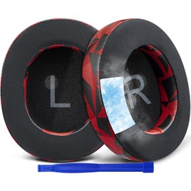 SOULWIT Cooling Gel Earpads Replacement for Turtle Beach Stealth Pro Wireless Gaming Headset, Ear Pads Cushions with Ice Silk Fabric, High-Density Foam - Red Storm