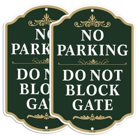 Yuzkouge No Parking Do Not Block Gate Sign - 2 Pack, 10” x 14” Rust Free Aluminum Sign, Weatherproof, Fade Resistant
