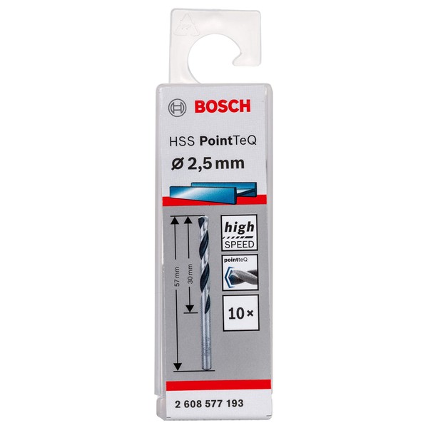 Bosch Professional HSS PointTeQ Twist Drill Bits (for Metal, 2.5