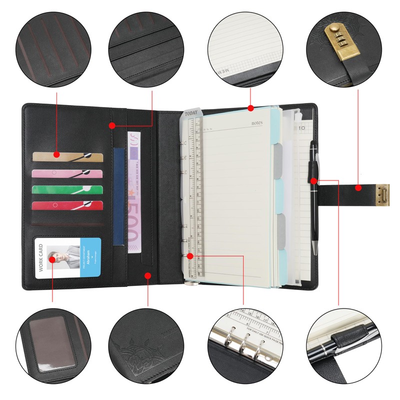 WASON Journal with Lock A5 Binder Diary Ruled Spiral Notebook