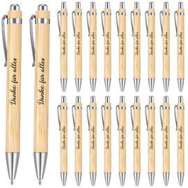 Tenare Pack of 20 Thank You Ballpoint Pens Gifts Wooden Ballpoint Pen with Saying Thank You for Everything Colleagues Quotes Retractable Ballpoint Pen Farewell Thank You Pen Gift for Teachers