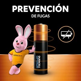 Pilas Alcalinas AA Duracell Optimum, Baterías de Alto Rendimiento 1.5V, Paquete de 6 Pilas