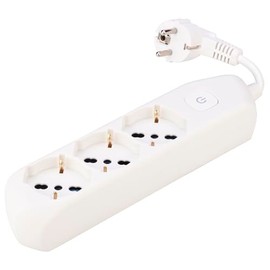 Poly Pool PP0536.05XL Elix Multi-Socket with German Plug, 3 Pluristic Standard Sockets, 5 cm Cable and Switch, White