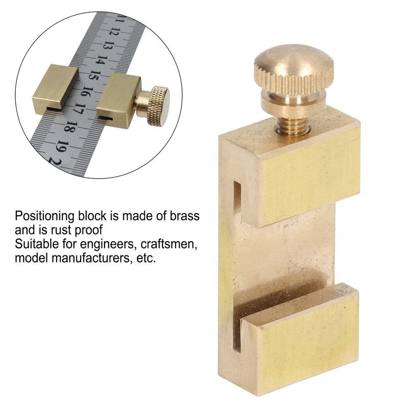 MUNEFE Brass Steel Ruler, Brass Marking Tool, Marking Gauge Stop