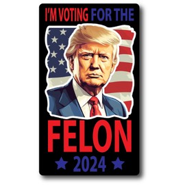 I'm Voting for The Convicted Felon Funny Pro Trump 2024 Trump Mugshot Stickers Laptop Bumper Decal Window Waterproof Car Stickers 5.5-Inch by 3.2- Inch TF100