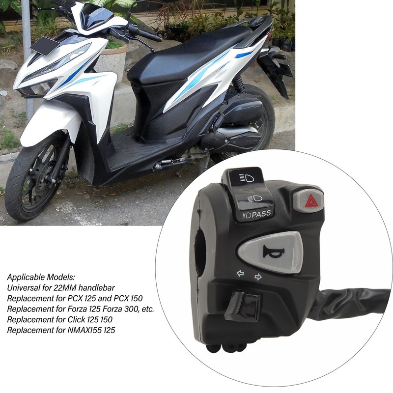 22mm Handlebar Switch Assembly High Low Beam Hazard Light Turn